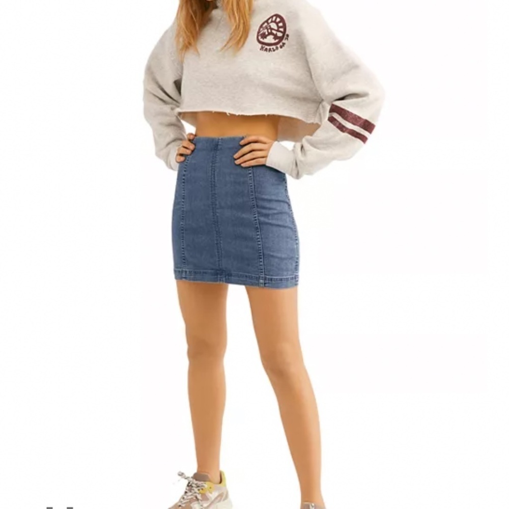 Free People Modern Femme Denim Mini Skirt Size 4 - Picture 2 of 10